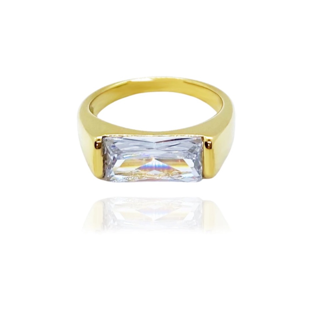 18k Gold Plated Gemstone Chunky Ring